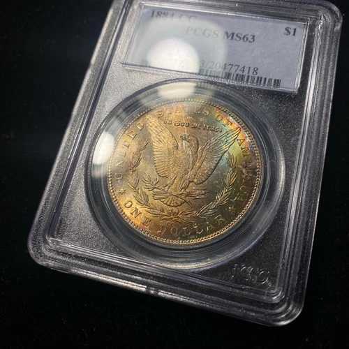 1884年 CC モーガン シルバー ダラー $1 PCGS MS63 エステート ジェム BU レア レインボー トーニング++ 127,050円