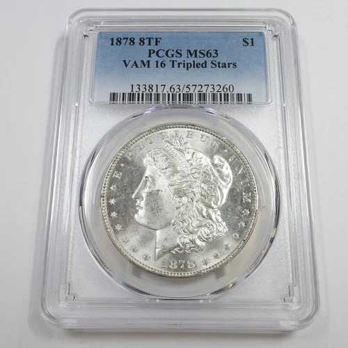 1878年 8TF 8フェザー PCGS MS63 VAM 16トリプルスター シルバー モルガンドル $1 57111A