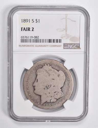フェア 2 1891-S モルガン銀貨 NGC ローボール ローボール *4652