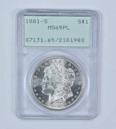 1881-S モーガン銀貨 MS65 PL PCGS ラトラー *9547