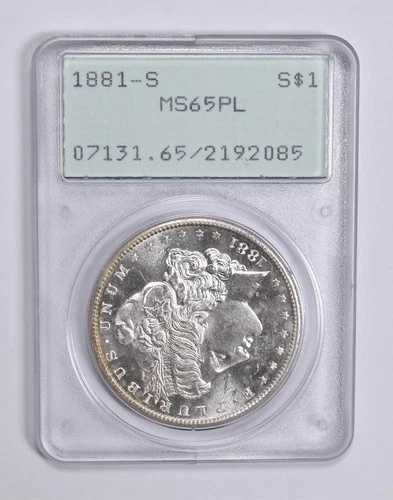 送料無料】MS65 PL 1881-S モーガン銀貨 PCGS ラトラーアップグレード