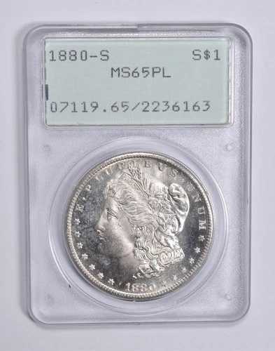 MS65 PL 1880-S モーガン銀貨 PCGS ラトラーアップグレード？ *0305