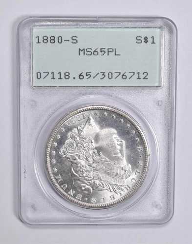 MS65 PL 1880-S モーガン銀貨 PCGS ラトラーアップグレード？ *0327