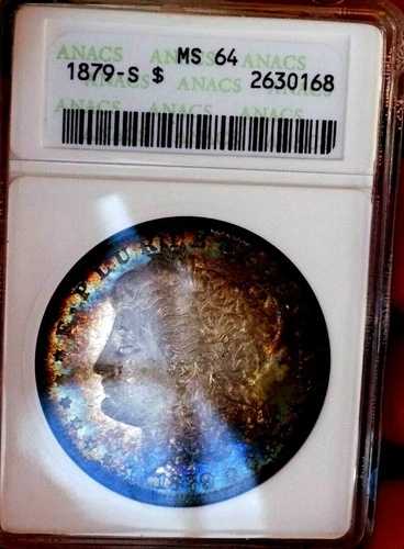 モルガン銀貨 1879 S ANACS MS 64++++++++ メガモンスター レインボーネオン WOW