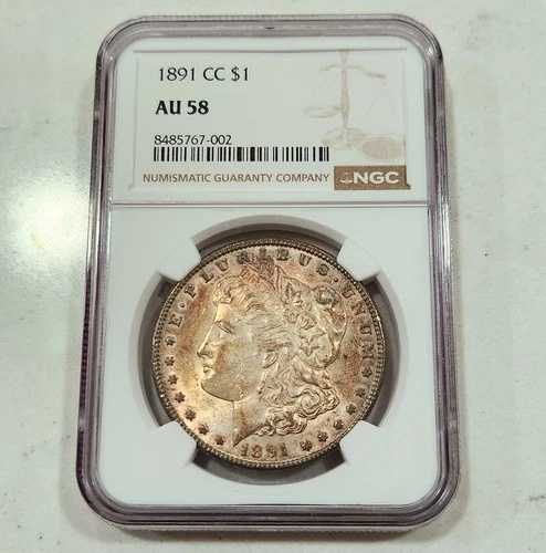 1891年 CC モーガン シルバー ダラー NGC AU58 トーン ベター デイト カーソンシティ ミント コイン