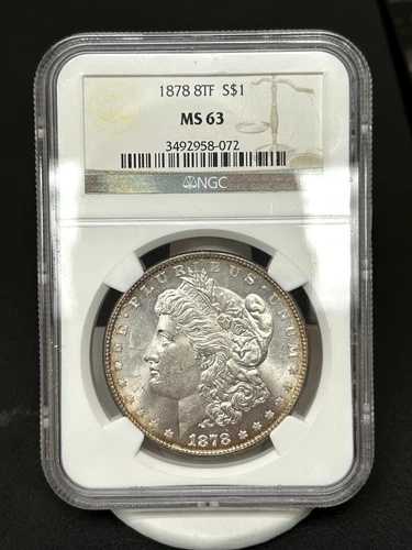 1878年 8TF モルガン・ダラー - VAM-5 (TOP 100) - MS63 - NGC - 周辺部トーニング