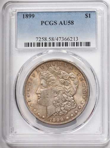 1899年 モルガン・ダラー銀貨 素晴らしい色調 PCGS AU58 PC1575