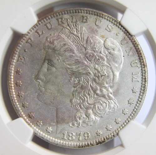 1879年 $1 NGC シルバードル AU 詳細洗浄済み EGR (錆)