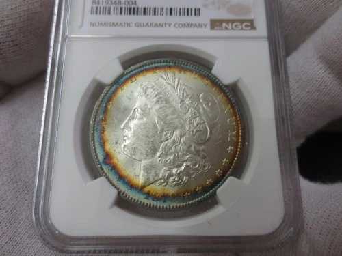 1878-CC モルガン・ダラー NGC UNC 詳細?? (CH-BU) レインボー・トーニング外縁