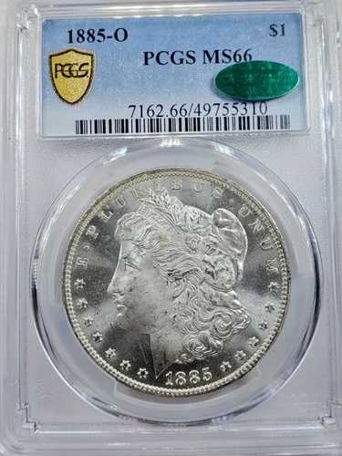 1885-O モルガン銀貨 MS66 PCGS (CAC) トゥルービュー ゴールドシールド