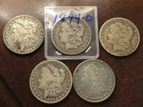 モルガン シルバー ダラー オーリンズ ミント 5 ロット 90% シルバー 1894-O 2x 1899-O 2x 1900-O