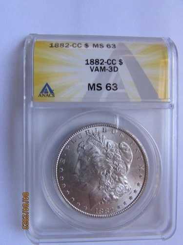 1882-CC モルガン銀貨 ANACS MS 63 VAM-3D 非常に希少