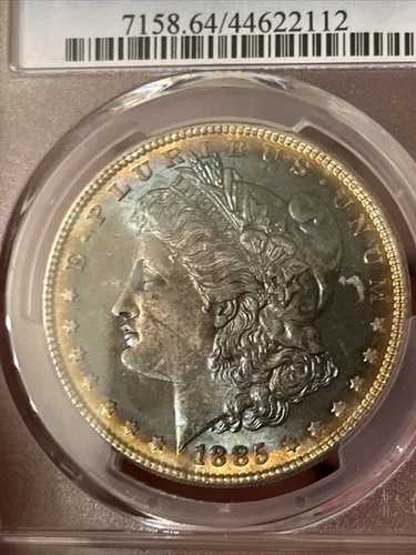 1885年 1ドル モルガン銀貨 PCGS MS64 **ゴールドブルートーニング**