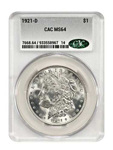 1921-D $1 CACG MS64 - モルガン・ダラー