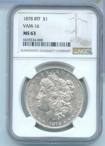 1878-P 8TF VAM-16 モルガン銀貨 NGC MS63 フィラデルフィアコイン -BU165-