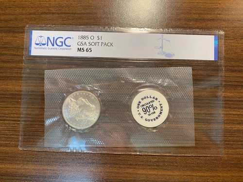 1885-O GSA ソフトパック モルガン銀貨 $1 NGC ミントステート 65 MS 65 レア