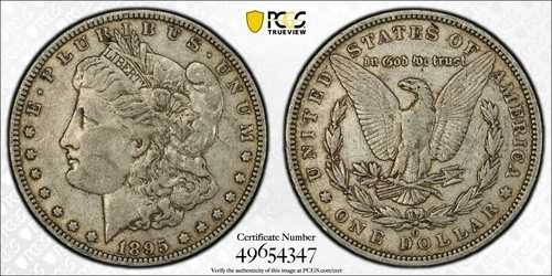 1895年 O モルガン銀貨 $1 PCGS VF30 ナイスオリジナルキーデイトゴールドシールド 4806