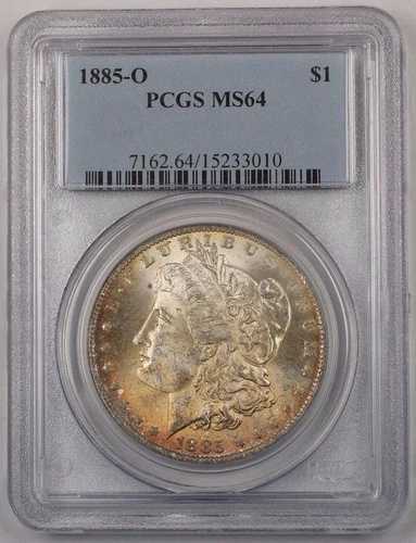 1885-O 米国モルガン銀貨 $1 PCGS MS-64 美しいトーン BR5 K