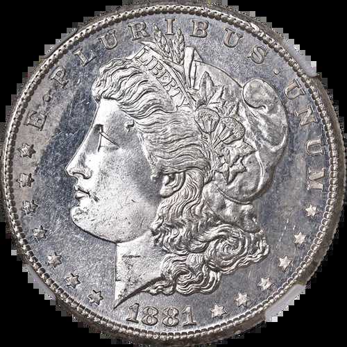 1881-S モルガン銀貨 NGC MS66 PL 輝く白い宝石 素晴らしい外観