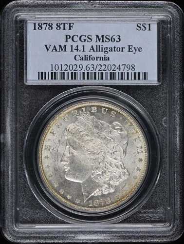 1878年 8TF $1 モルガン・ダラー Vam 14.1 アリゲーターアイ PCGS MS63|WORLD RESOURCE【QUEEN店】
