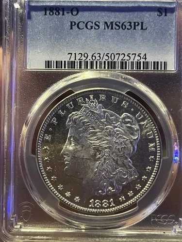 1881年 O モーガン シルバードル 1ドル PCGS MS63 PL プルーフ 極上カメオミラー 希少