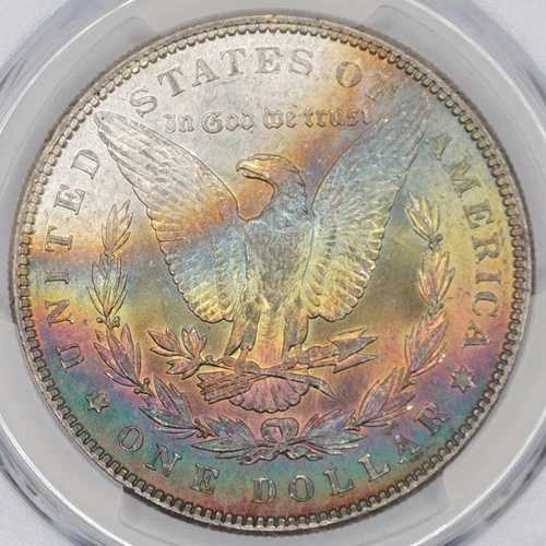 1888年 1ドル モルガン銀貨 PCGS MS62+ 素晴らしいレインボートーン