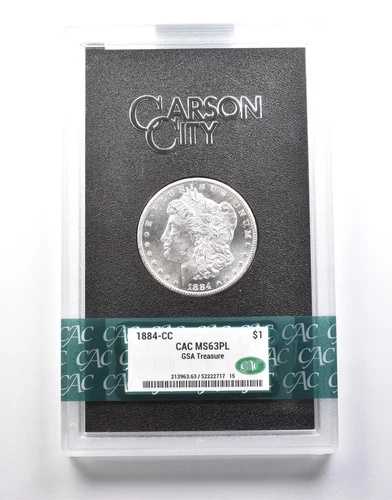 1884-CC モルガン銀貨 GSA トレジャー MS63 PL CAC *9961