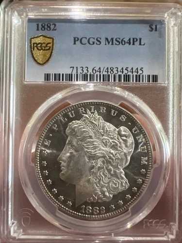 1882年 モルガン・ダラー銀貨、MS64PL、プルーフ状のタフコイン