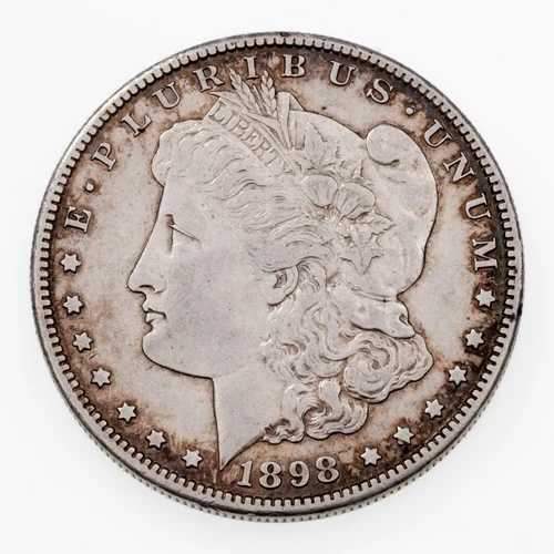 1898-S 1ドル銀モルガンドル、エクストラファインXFコンディション、リムトーニング良好｜WORLD RESOURCE【QUEEN店】