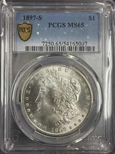 1897-S モルガン銀貨、MS65 PCGS ゴールドシールド (10425)｜WORLD RESOURCE【QUEEN店】