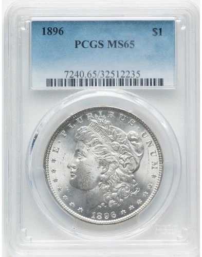 1896年 P モルガン シルバー ダラー $1 PCGS MS65 ハイグレード ジェムコイン