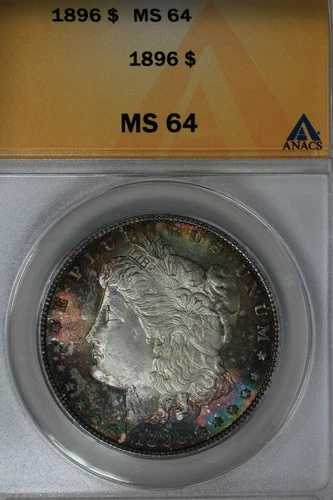 1896年 $1 MS 64 ANACS モルガン銀貨 $1 ミス・リバティ・ヘッド