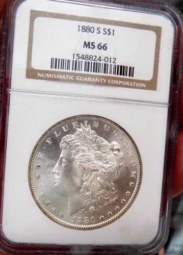 モーガン シルバー ドル 1880 S NGC MS 66 メジャー リビジョン レインボー セミ PL アンダーグレード! 139,150円
