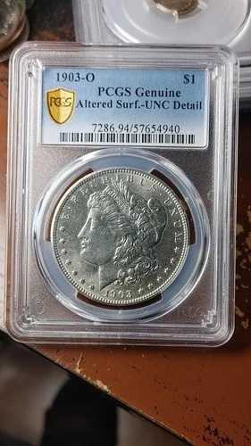 1903年 O モルガン銀貨 $1 PCGS UNC 詳細 表面加工 5508
