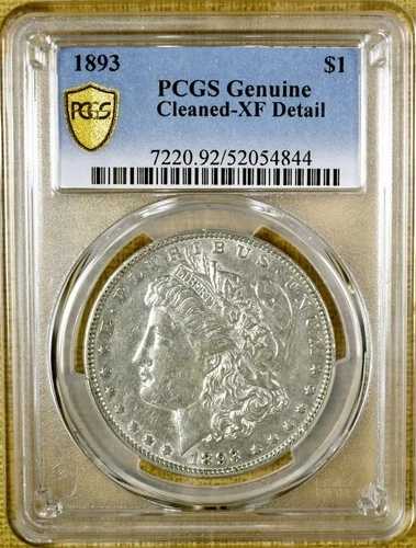 1893年 PCGS XF 詳細 モルガン・ダラー - PCGS ゴールドシールド - PQ !!! AU 詳細 (844)