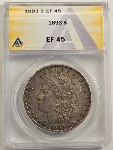 1893 年モルガン シルバー ダラー XF45 PQ オリジナル スキン、見た目も素晴らしい!