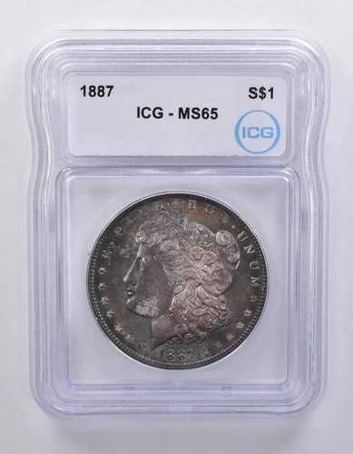 1887年 モルガン銀貨 MS65 ICG ブルートーン *7128
