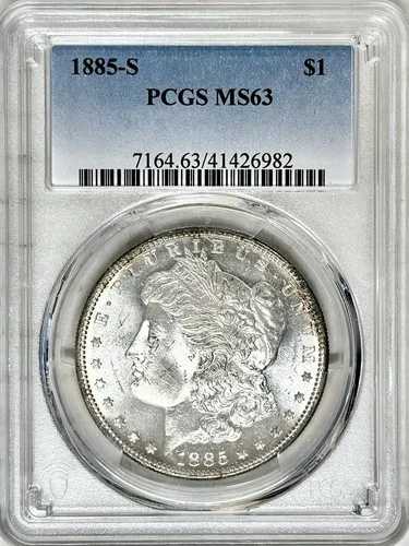 1885年 S モーガン シルバー ドル PCGS MS63 非常に美しい