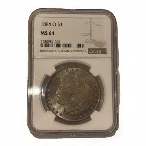 1884-O モーガン・ダラー NGC MS64 モンスター レインボー トーニング!
