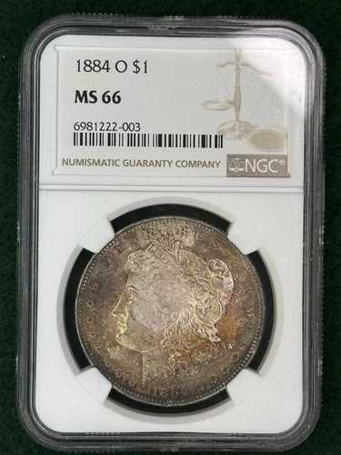 1884-O モルガン銀貨 ニューオーリンズ NGC MS66 両面とも素晴らしい色調