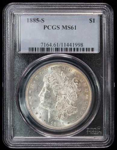 1885-S モルガン銀貨 PCGS MS61 ライトエッジトーニング