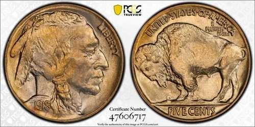 1918年 バッファローニッケル PCGS MS66