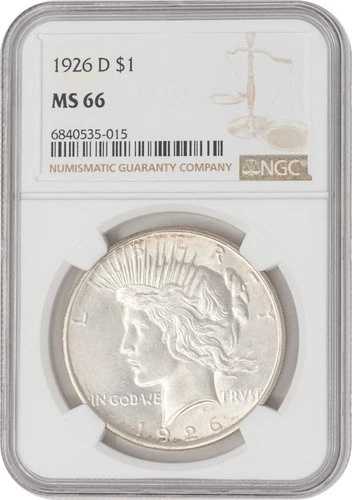 1926-D ピースシルバードル $ MS66 NGC 948625-7