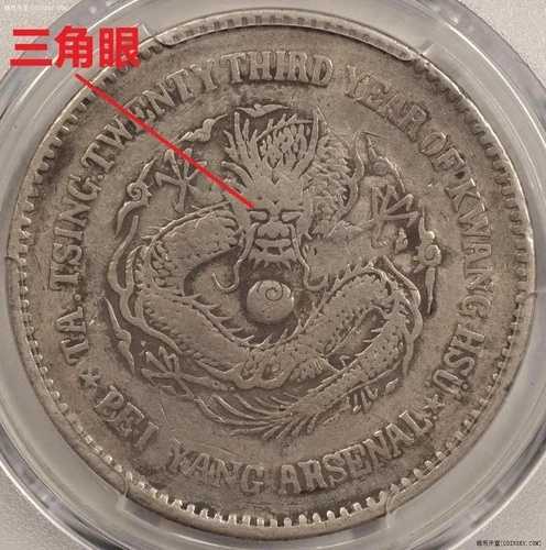 1897 中国チリペイヤンレアドル Y-65.1 トライアイ PCGS VF 光? 23 年少?三角眼老包?北洋?元