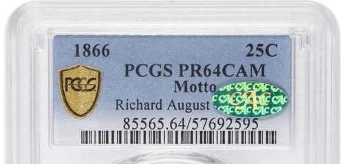 1866年 PCGS PR64CAM CAC 16K ミント + 725 プルーフ ? $3,120 APR! CAMEO シーテッドクォーター