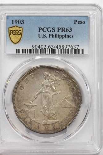 フィリピン 1903 ペソ PCGS プルーフ 63 希少グレード PC1516 同梱発送