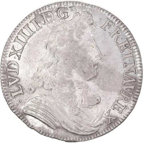 [#869055] フランス、ルイ 14 世、1/2 ?cu ? la cravate、1676 年、リヨン、シルバー、AU(50-53)｜WORLD RESOURCE【QUEEN店】