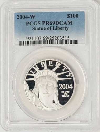2004-W 100ドル アメリカン プラチナ イーグル 自由の女神像 PR69 DCAM PCGS 932554-9