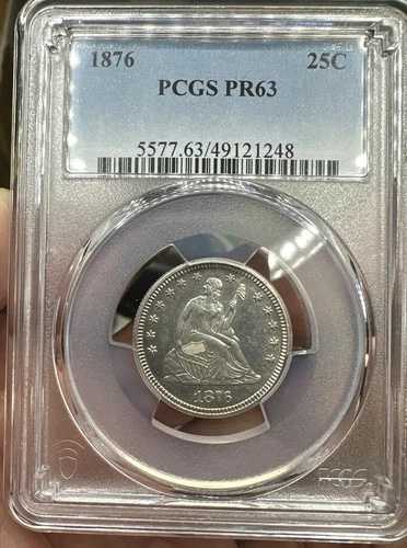 1876年 シーテッド リバティ クォータープルーフ Pcgs Pr63