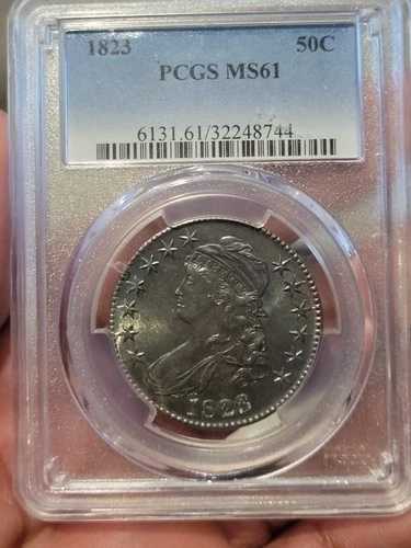 1823 50C キャップド バスト ハーフ ドル PCGS MS61 美しい色調!!! 素晴らしい!!!